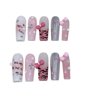JC Acrylic Press on Nails Set - Full-Cover Customizable Glossy Green Pre-Colored Art with Cat Eye, Heart and Magnet Designs, Easy-Paste Gel Stickers for Quick Changes, Acrylic Press Nails