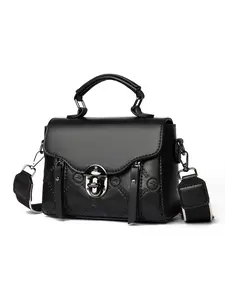High-Quality Embossed Crossbody Bag, Vintage Lock Design, Lightweight Luxury Women's Shoulder Bag, Metal Lock + Wide Strap, Versatile Commute Date Bag