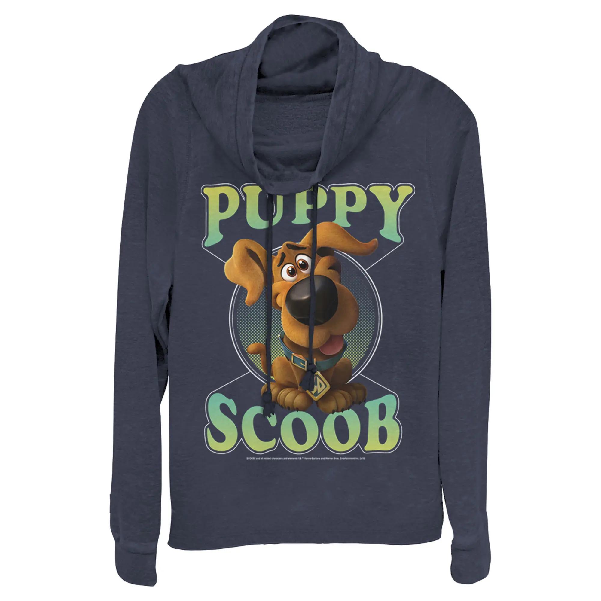 Juniors Womens Scooby Doo Puppy Circle Cowl Neck Sweatshirt