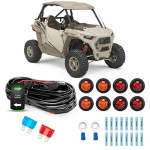 Nilight UTV ATV Turn Signal Wiring Harness Kit with Street Legal Flasher Relay, Vertical Rocker Switch, Red & Yellow Led Lights Car, Green Backlight for Polaris Kawasaki Can Am Commander Automotive Indicator Lighting Accessories #SummerVibes, Car Lighting
