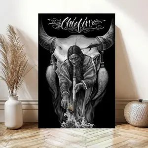 Vintage American Indian poster, American Indian chief wall decor art print poster, retro home decor artwork for living room wall decor Art Wall Decoration Western Wall Art Black Wall Art