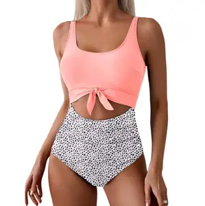 Women’s one-piece swimsuit with tummy control, slimming design, cutout and tie knot swimwear. Women’s one-piece swimsuit with tummy control, slimming design, cutout and tie knot swimwear. Eomenie one-piece swimsuit with tummy control, cutout, tie knot, sl
