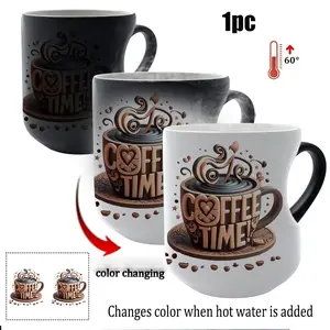Thermochromic Ceramic Coffee Mug Drinkware with Heart-Shaped Handle, Funny Mug, Perfect Gift for Holidays, 11 Oz/330 Ml, Ideal for Special Occasions