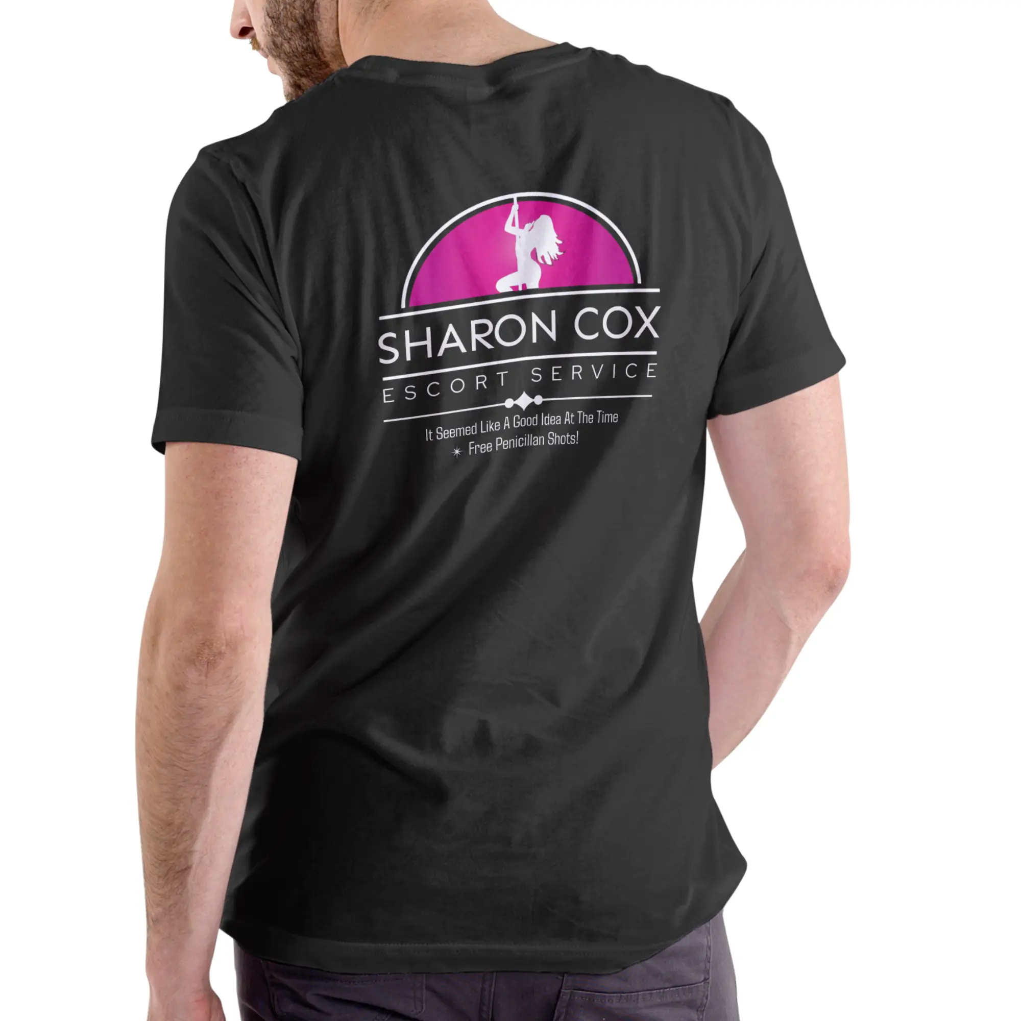 Men's Sharon Cox Escort Funny Name Custom Graphic Tee - Unisex Round Neck Shortsleeve Soft Simple Streetwear Breathable Cotton Casual Humorous T-Shirt