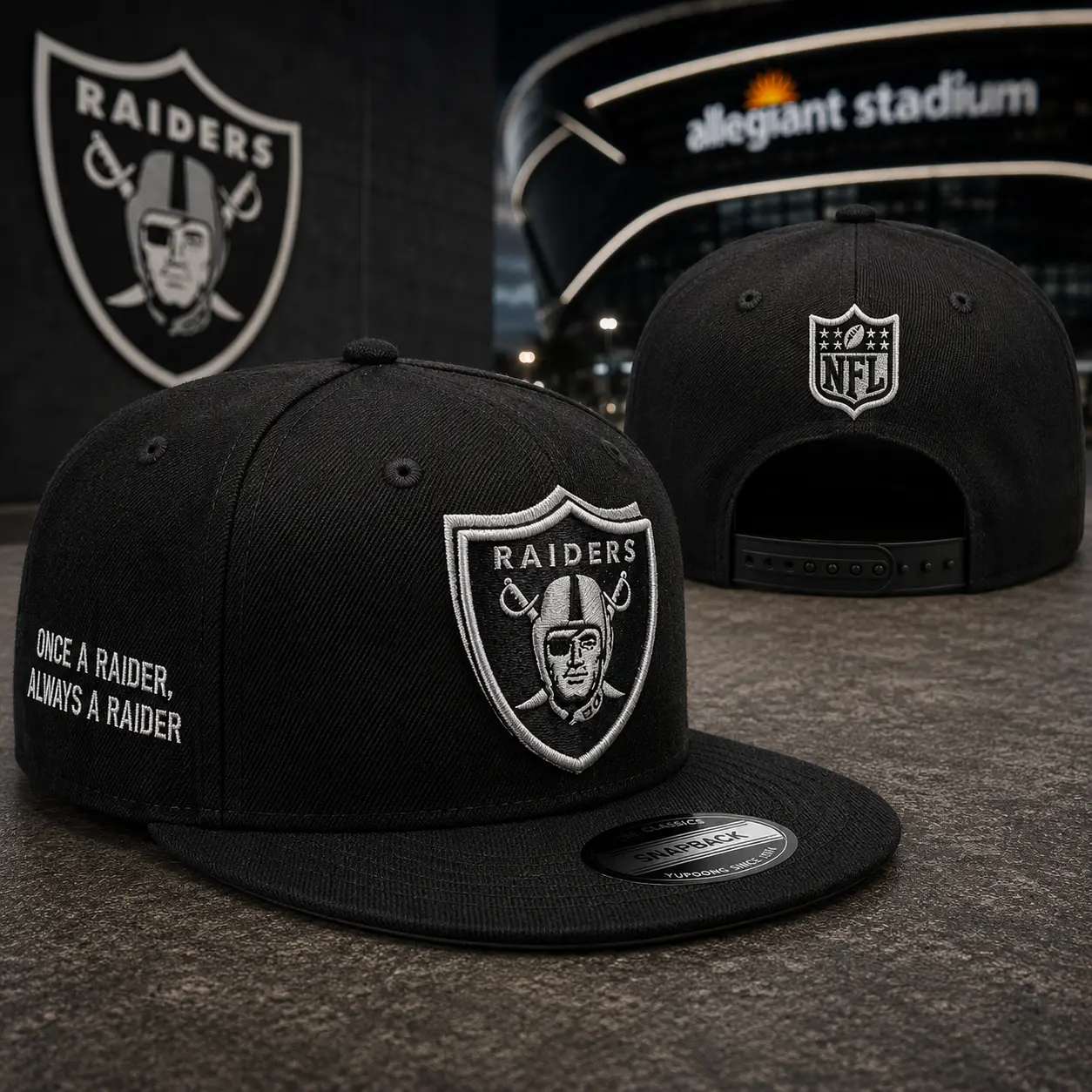 Las Vegas Raiders Black and White 9FIFTY Snapback – Flat Brim Snapback Baseball Hat Streetwear Hip Hop Unisex Premium