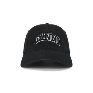 Ganni Washed Canvas Cap in Black