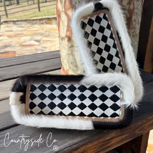 Checkered Cowhide Tray