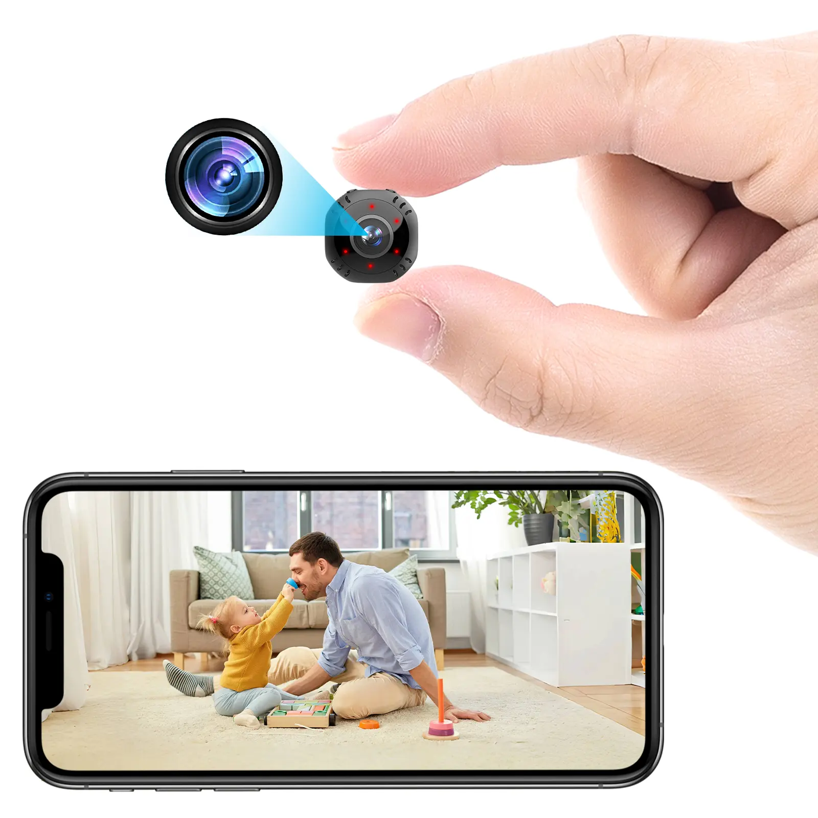 2MP Wireless WiFi Hidden Mini Pet & Home Security Camera, Infrared Night Vision, Motion Detection, 1080P Recording, SD Card Recording (SD Card Not Included)