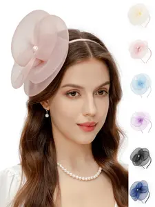 1pcs Fascinators Hats for Women - Tea Party Kentucky Hat Derby Headband Elegant Wedding Party Bride Hat with Hair Clip Tiara