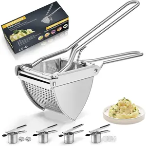 Larger 22 oz Heavy Duty Stainless Steel Potato Ricer Masher Makes Fluffy Mashed Potatoes, Easy to Clean with Comfortable Handle, Great for Baby Food and Fruit Juices