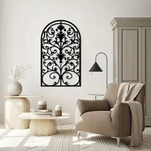 Rustic Metal Window Frame Wall Art Baroque Gothic Decor for Living Room Bedroom Cathedral Style Indoor Home Furnishing