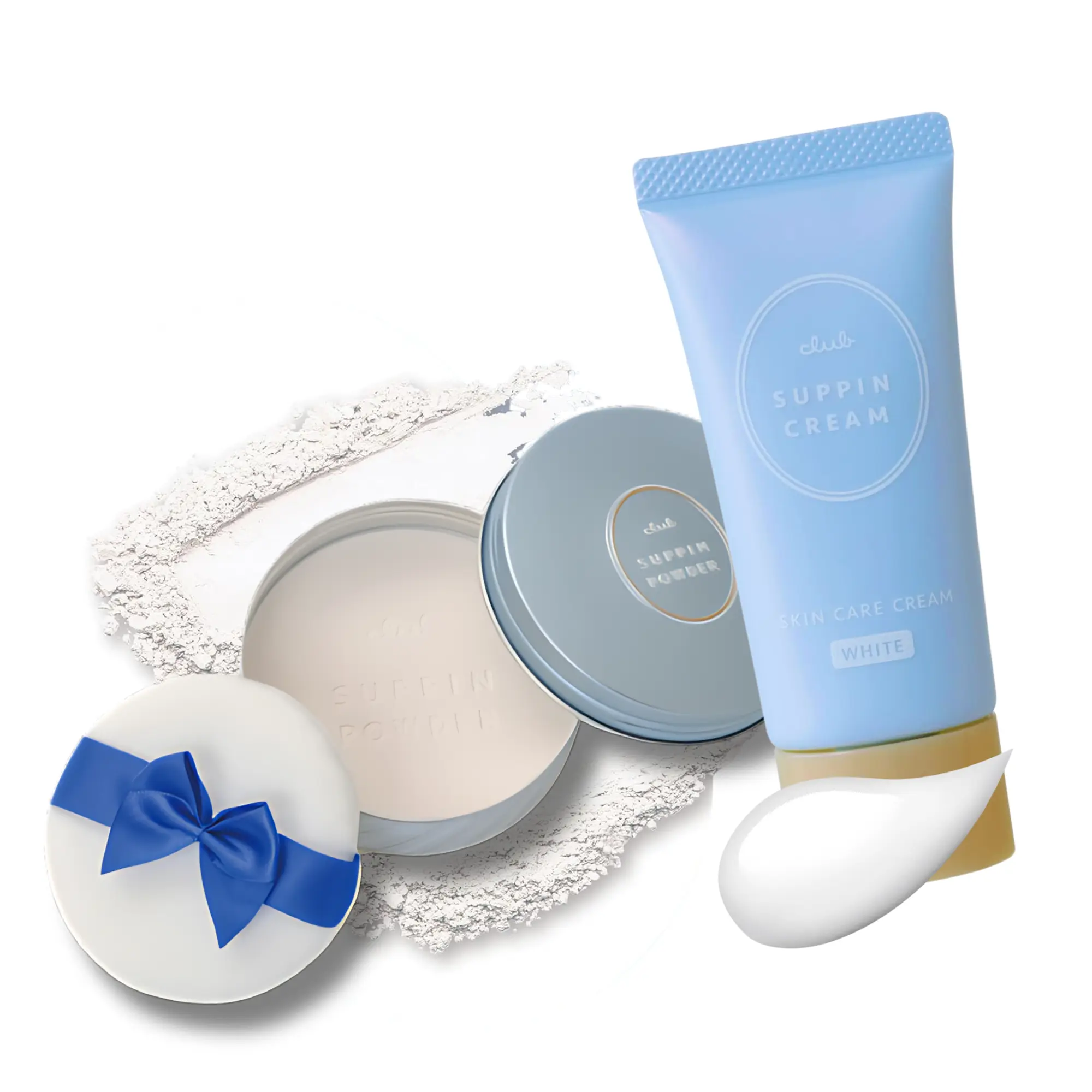 Club Suppin Setting Powder & Hydrating BB Cream for Women, Translucent Pressed Powder & Organic BB Cream Foundation with Shea Butter, Planted Protein & Collagen by Japanese Skincare, Innocent Floral