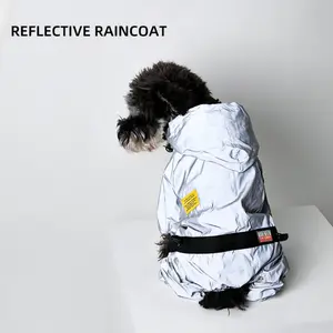 Dog Raincoat Four-Legged Waterproof Full Coverage Reflective Pet Raincoat Small Dogs Bichon Pomeranian Corgi French Bulldog Safety Coat