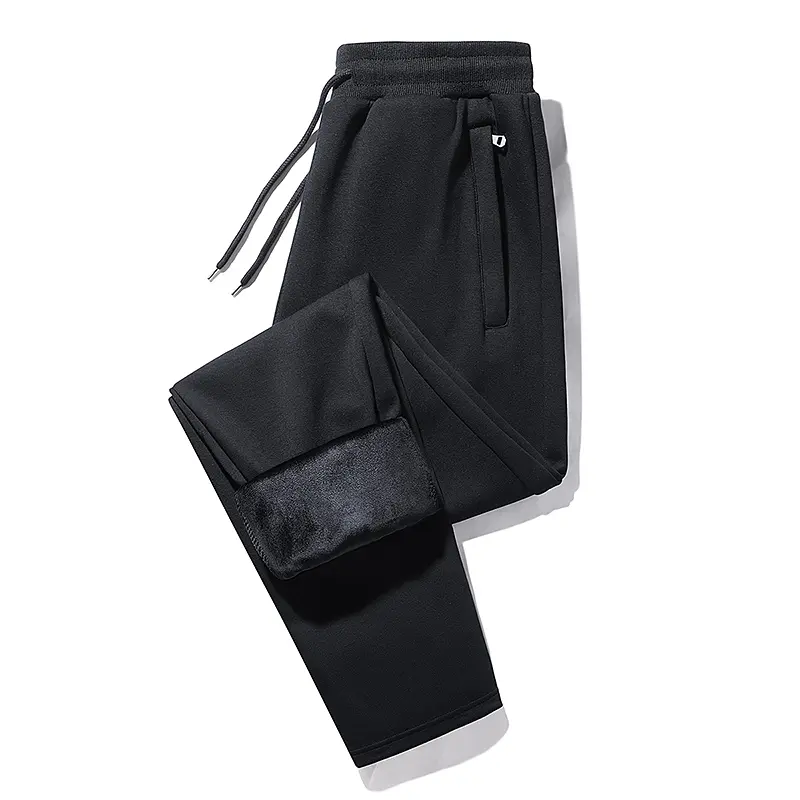 Men's Fleece Lined Sweatpants Winter Warm Pants With Drawstring Casual Sports Trousers