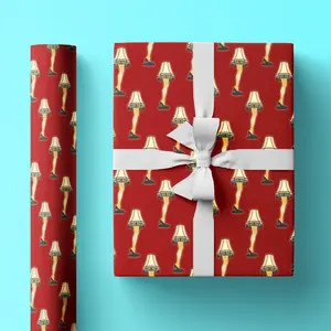 Christmas Story Leg Lamp Funny Wrapping Paper Roll, Holiday Gift Wrap in Cute Fun Pattern with Iconic Leg Lamp from A Christmas Story Movie