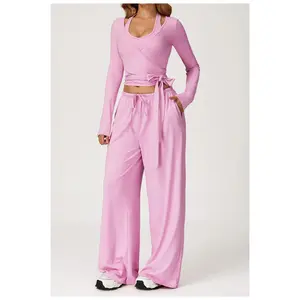 Bright lulu set crotchless yoga pants for women flared sweatpants vintage athletic wear new polished yoga suit quick-drying beautiful back sling, blouse, trousers sports 3-piece set casual running fitness wear three-piece set