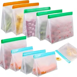 Reusable Silicone Food Storage Bags Set 3 Pack Gallon Sandwich Snack Bag Leak Proof Freezer Home Kitchen Storage BPA Free Gift Vacuum Sealer Bags