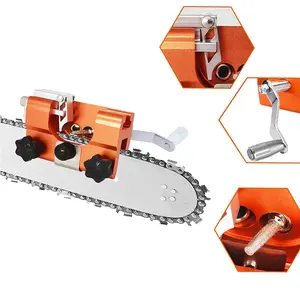 Chainsaw Sharpener Jig, Portable Chain Saw Sharpener Tool with 5pcs Burrs, Chainsaw Chain Sharpener, Hand-Cranked Chainsaw Sharpening Kit for Chain Saws
