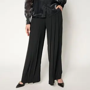 Christian Siriano C Wonder by Christian Siriano Pleated Crepe Wide Leg Trouser Pant