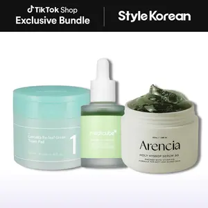 [StyleKorean] Overnight Acne Care Trio Set - Numbuzin No.1 Centella Re-leaf Green Toner Pad 190ml(70ea), Medicube Exosome Cica Ampoule 30ml, Arencia Holy Hyssop Overnight Face Mask Serum 30 50g