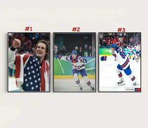 USA Hockey Player Set Poster Collection, Olympic Gold Medal Celebration Sports Wall Art Prints
