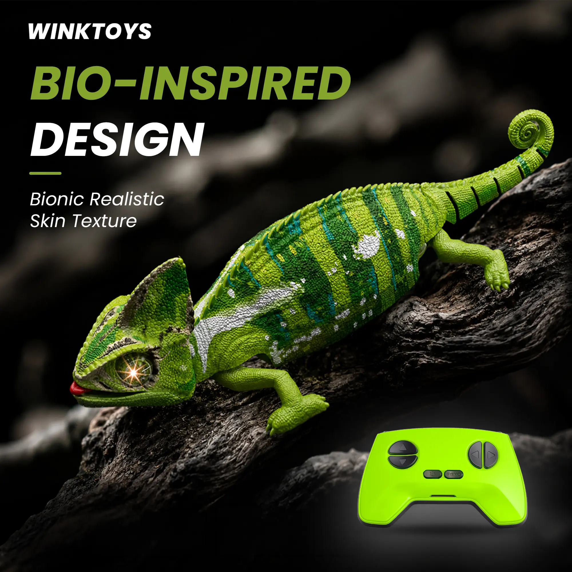 Wall Crawler Chameleon, Winktoys Remote Control Toy, Bio-Inspired Design, LED Glowing Body, 360° Spin, Animal Robot Toy, Fun Indoor Toy, Gift Idea, Party Toy, Cool Gifts, Family Fun, gecko, Electric Lizard Toy