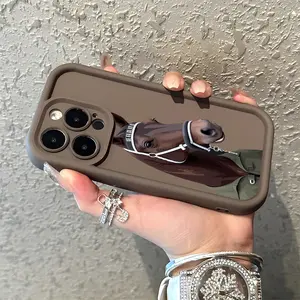 Brown Horse, Silicone Phone Case for iPhone 11/12/13/14/15/16 Mini Pro Max Plus, Protection, Silicone, Casing