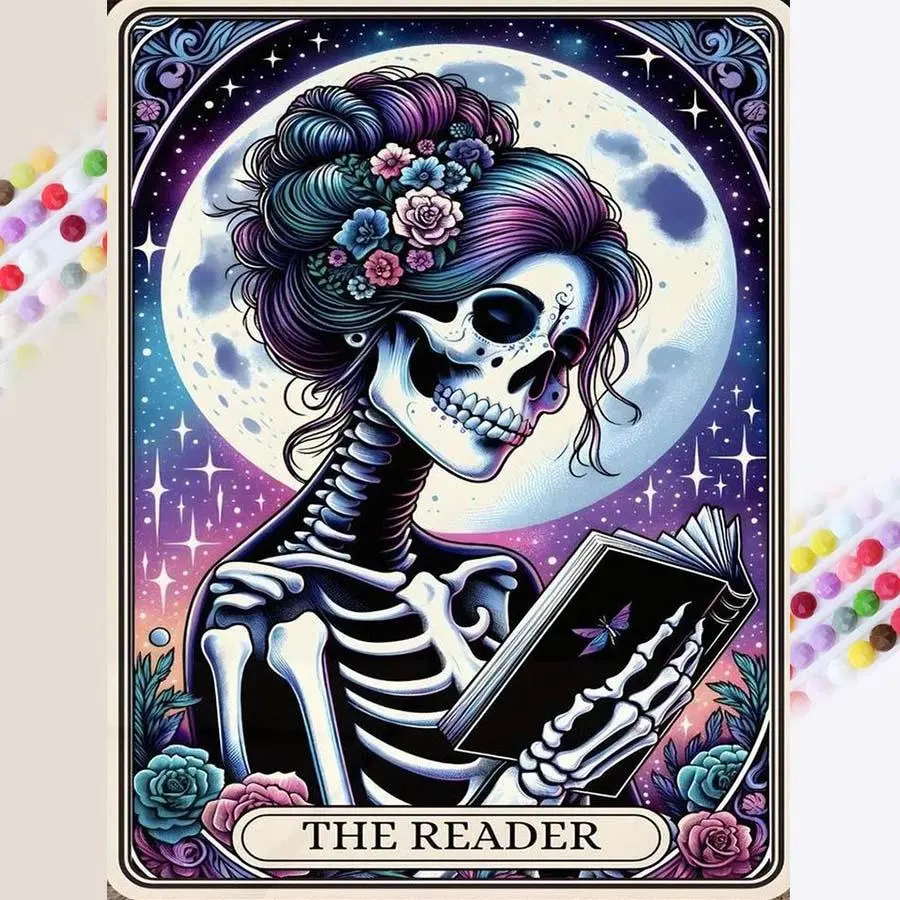 Skull Reader Pattern DIY Diamond Arts Colorful Painting Kit Without Frame, DIY 5D Diamond Arts Colorful Painting Kit, Wall Art Decor for Home, Diamond Painting Kits, Crafts