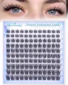 8-14MM Natural Wispy Lash Clusters Short Eyelash Clusters Soft DIY Lash Extension CD-Curly 3D Look Individual Lashes Cluster Eyelash Extensions by Newcally