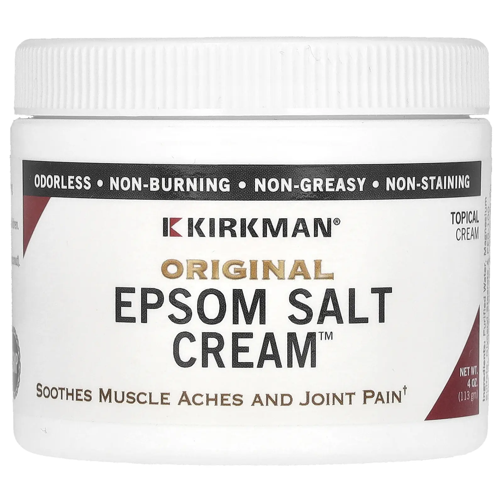 Kirkman Labs Original Epsom Salt Cream , 4 oz (113 gm) | HSA/FSA Eligible