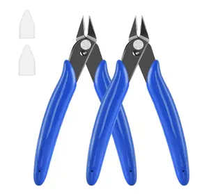 5 Inch Micro Flush Cutter, 2 Pack Small Wire Cutters Spring Loaded Cutting Pliers, Wire Cutters for Jewelry Making, Soft Copper Wire, Floral, Electronics, Model Craft, Heating Wire, 3D Print