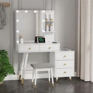 Luxe Divine Collection ~ White Vanity Dressing Table Set Adjustable Brightness Illuminated LED