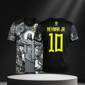 24 25 Brazil Short Sleeve Training Jersey 10 Neymar JR Soccer Jersey