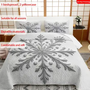 Luxury Snowflake Print Bedding Set, 3-Piece Includes 1 bedspread & 2 Pillowcases, Twin Size, Ideal Gift for Loved Ones