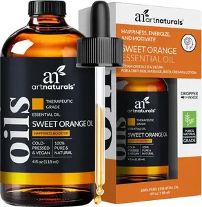 Artnaturals Sweet Orange Essential Oil 4oz - 100% Pure Undiluted Citrus Oil -120ml Large Glass Bottle w/Dropper