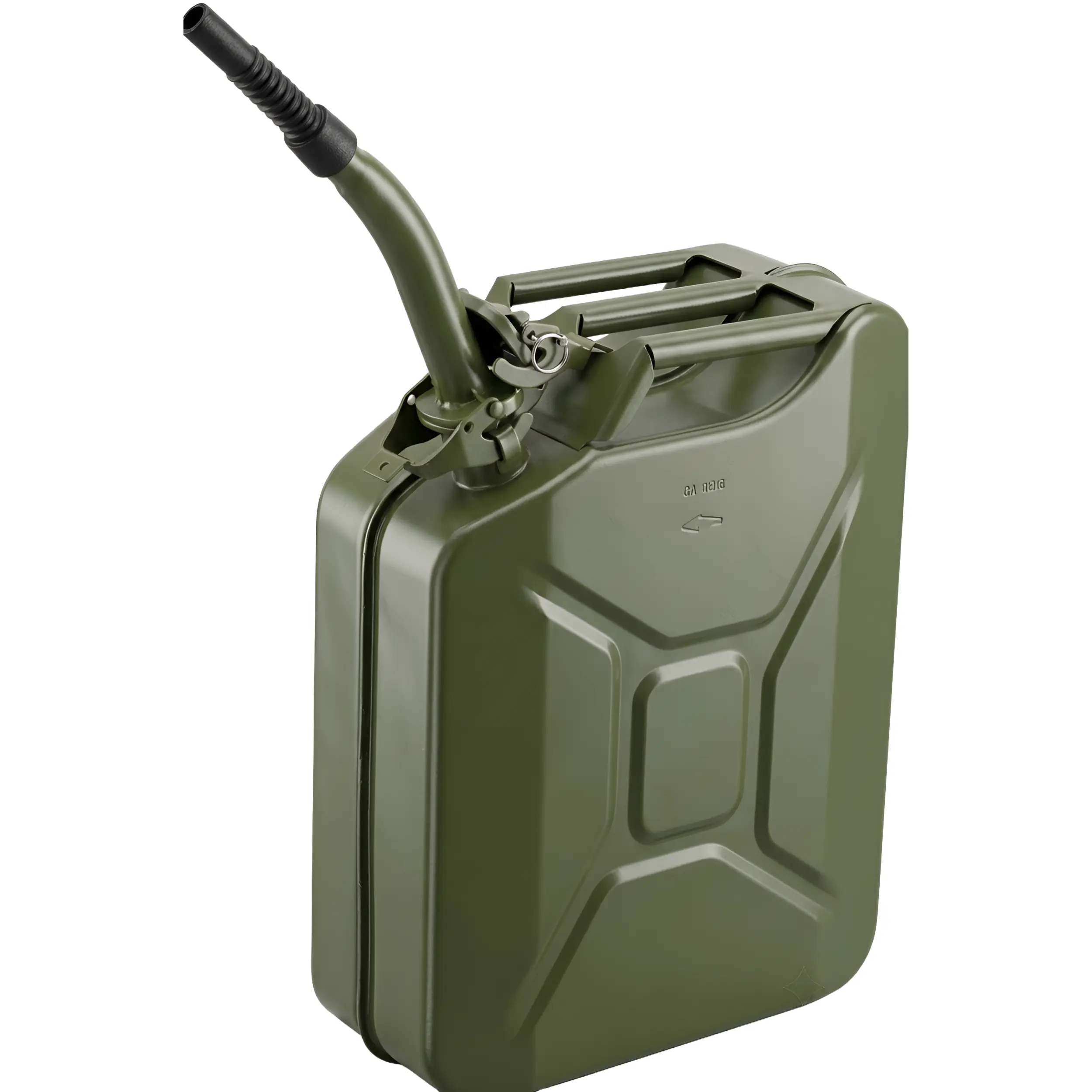 Portable Water Container 20L Stainless Steel Army Green | Jerry Can Style, Flexible Spout Included, Secure Locking Cap, Carry Handle, Fuel Storage
