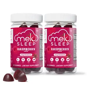 MELO Sleep - 60 Night's of Rest | 2 Bottles of Raspberry Sleep Gummies (Organic, Vegan, Gluten-free) | With Lemon Balm and Cherry Extract Healthcare Dietary