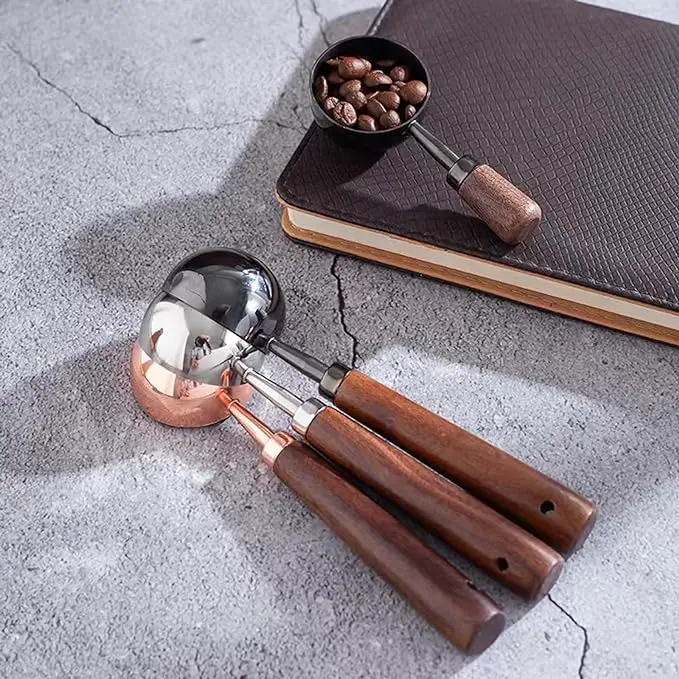 Gonzone Vintage Coffee Measuring Spoon - 304 Stainless Steel, Coffee Scoop，10g Capacity, Walnut Handle - Perfect for Coffee, Tea, and More Kitchen Utensils