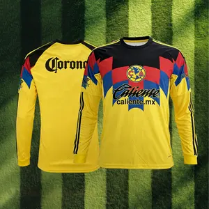 2526 Club America Home Yellow Retro long sleeves Jersey Football  Soccer Jerseys Liga Mx