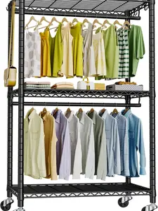 FUTASSI P3 Rolling Clothes Rack, Clothing Racks for Hanging Clothes, Heavy Duty Garment Rack with Wheels, Freestanding Portable Closet Organizer 39.4''W x 14''D x 78.5''H, Max Load 464 LBS, Black