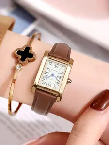 Tank Series Luxurious Square Women's Watch, High-End Fashion Casual Quartz Wristwatch, Perfect Gift for Her, Daily Wear, Style
