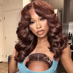 Chocolate Brown Bob Wig Human Hair Body Wave 5x5 HD Lace Closure Wigs for Black Women Human Hair  Pre Plucked Pre Bleached 180 Density  Brown Body Wave Wig