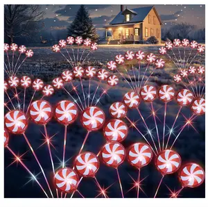 Dazzle Bright Christmas Decorations Outdoor, Solar Candy Pathway Lights, Xmas Waterproof Solar Firefly Lights for Garden Lawn Yard Decor (2 Pack)