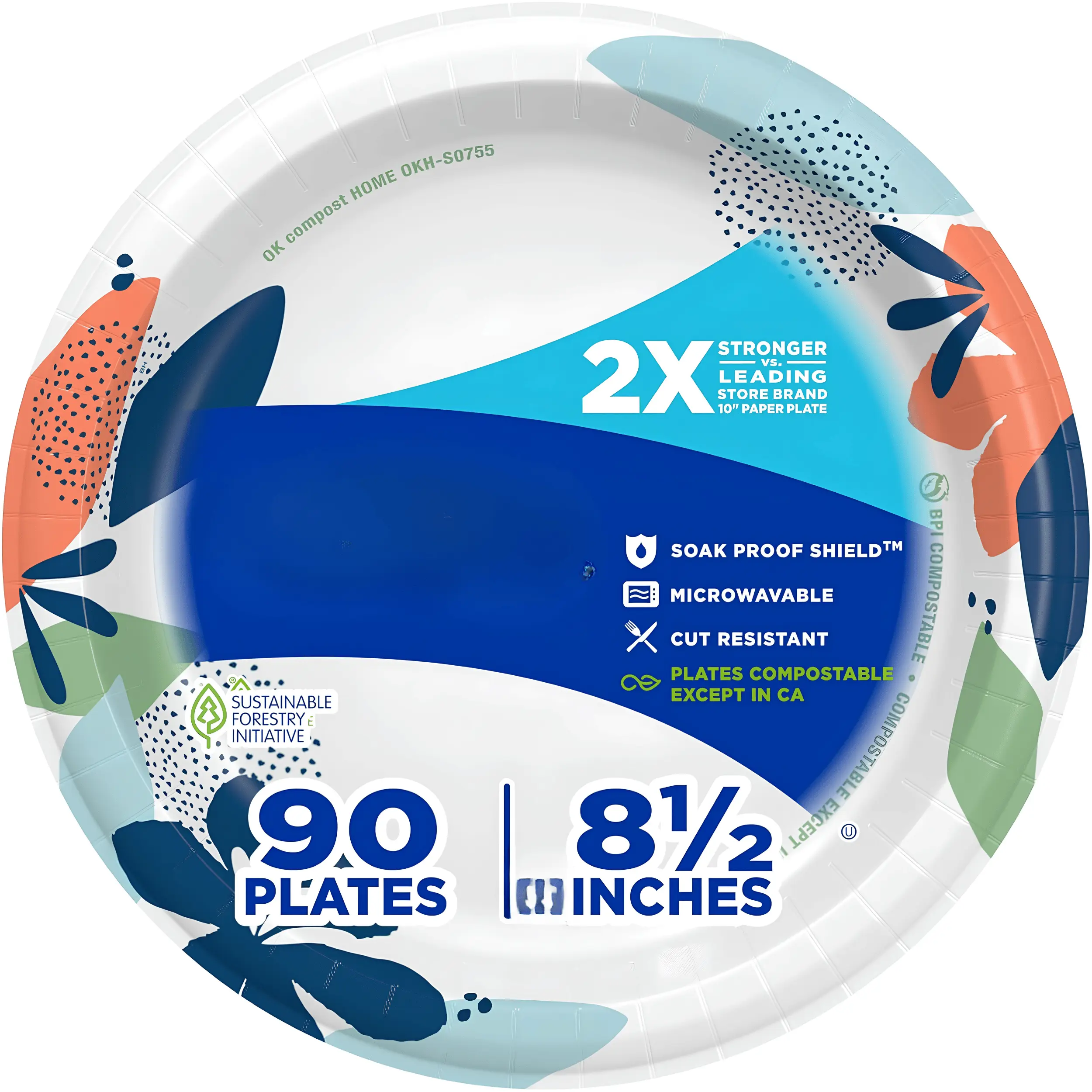 90 Count Medium Paper Plates 8.5 Inch Heavy Duty Disposable Dinner Plates, Microwave Safe, Soak Proof & Cut Resistant Paper Plates for Breakfast, Lunch, Dinner, Parties, BBQ, Picnic, Catering & Everyday Meals