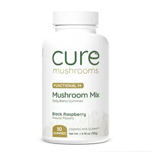 CURE MUSHROOMS 14 Blend Organic Mushroom Complex - Premium Mushroom Gummies for Immunity, Gut Support, System Health & Natural Energy - Turkey Tail, Lions Mane, Cordyceps, and More - 30 Gummies