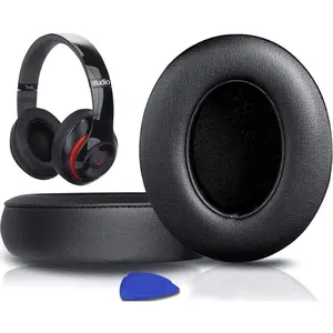 Replacement Ear Pads Cushions for  Studio 2.0 & 3 Wired/Wireless Over-Ear Headphones, Earpads with Soft Protein Leather, Noise Isolation Memory Foam (Black)