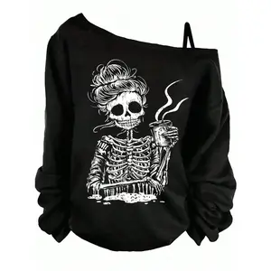 Women's sexy loose casual street style skull pattern knitted dress, comfortable and fashionable all year round, youthful campus fashion appearanceRAIMENTRY