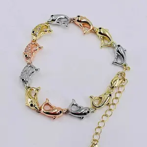 Pulsera Delfines Oro Laminado Italiano 18k/Italian Gold Plated Dolphins Bracelet