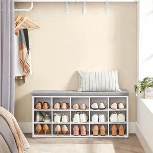 Shoe Bench With Cushion, Storage Bench With Padded Seat