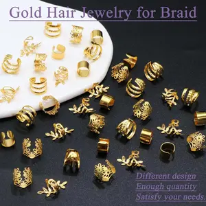 40PCS Dreadlock Hair Jewelry Set Adjustable Metal Hair Cuffs Charms Gold Silver Braids Beads for Women Hair Decoration for Braids and Twists